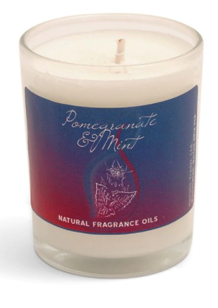 Pomegranate and Mint -Recycled Glass Votive Fragranced Candle