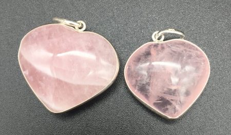 Rose Quartz  Crystal Heart Pendant in Sterling Silver