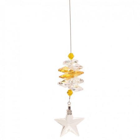 Lead Crystal Star with Yellow Cascade