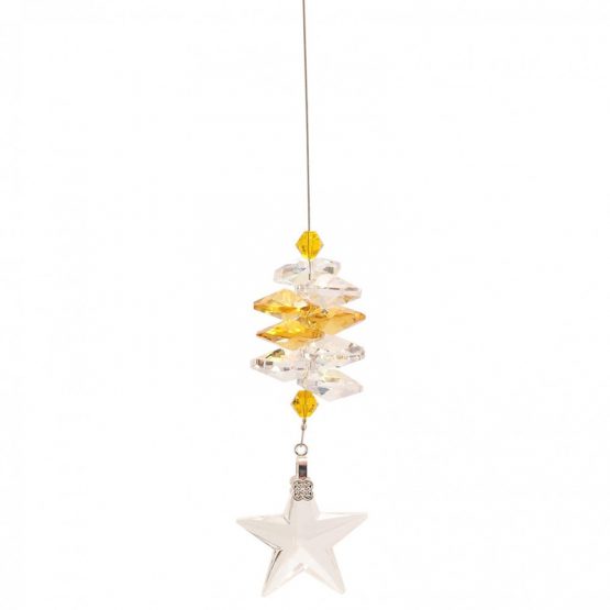 Lead Crystal Star With Yellow Cascade