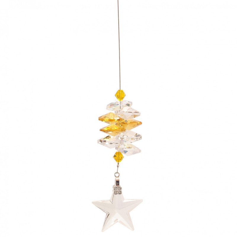 Lead Crystal Star With Yellow Cascade