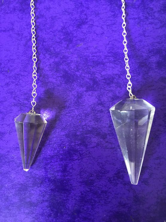 Faceted Clear Quartz Crystal Pendulum 2 sizes