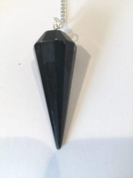 Black Obsidian Crystal Faceted Pendulum