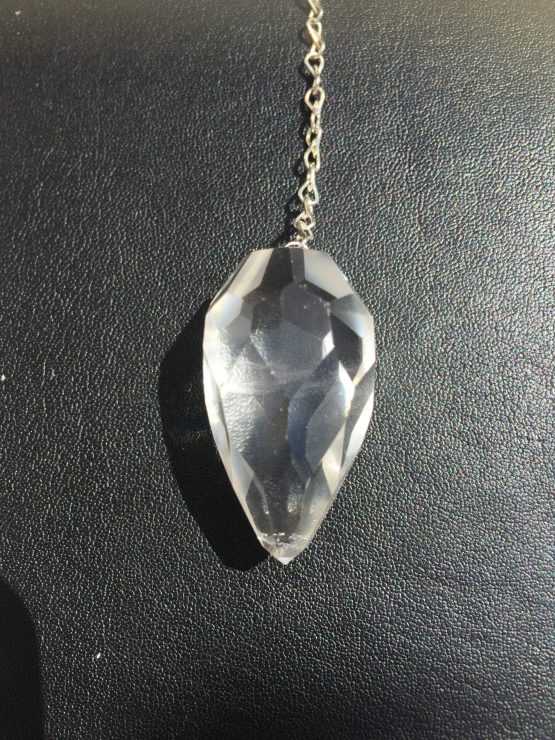 Faceted Clear Quartz Crystal Tear Drop Pendulum (Brazilian)