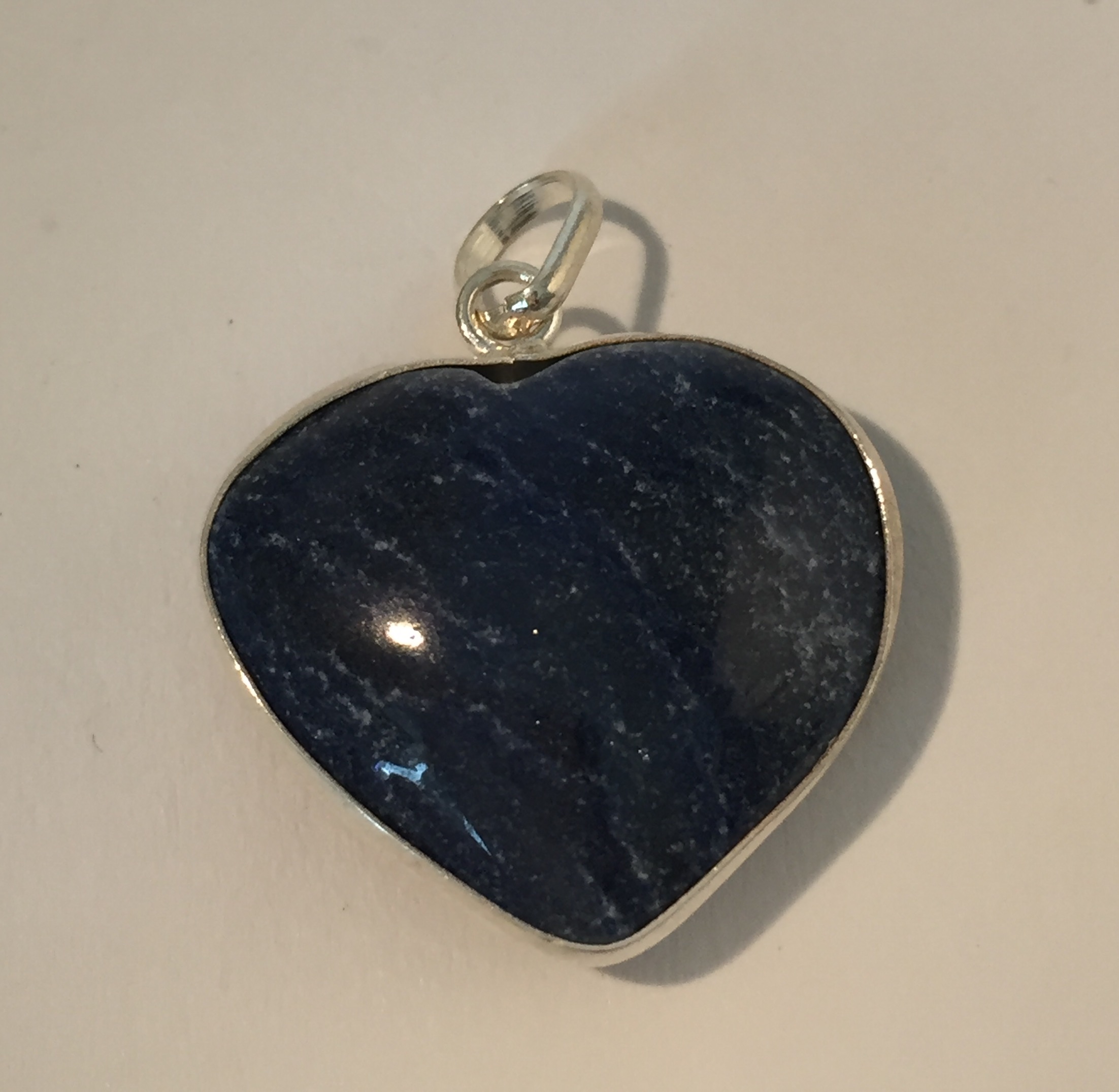Blue Quartz Crystal Heart Pendant in Sterling Silver