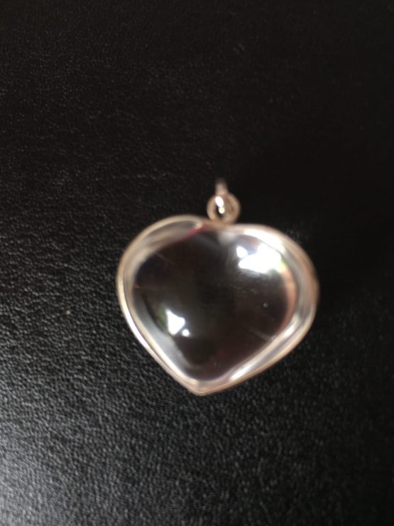 Clear Quartz Heart Pendant in Sterling Silver