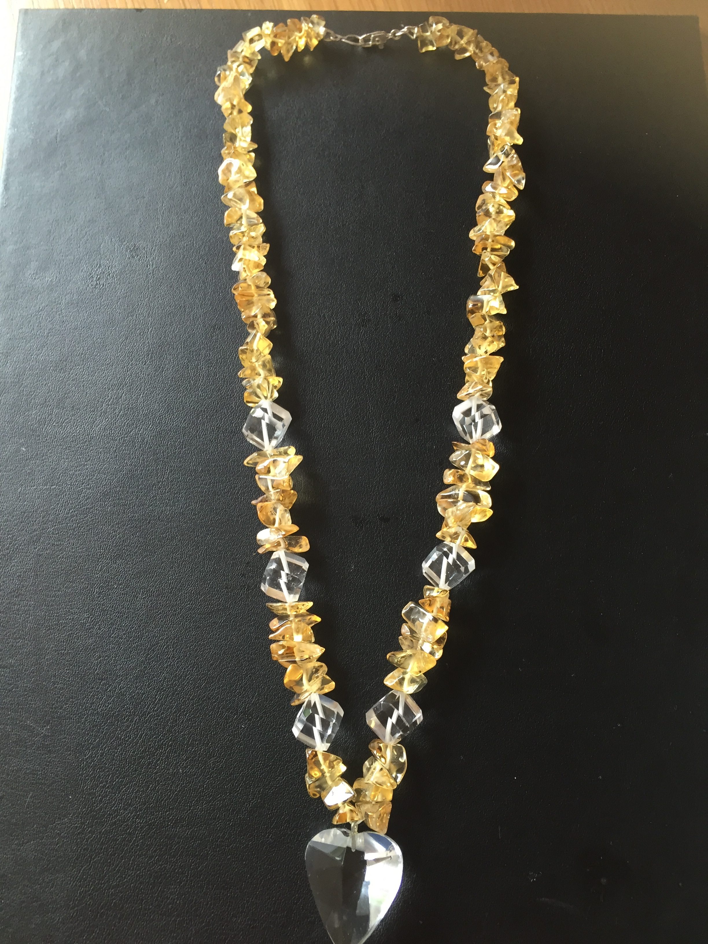 Citrine and Clear Quartz Crystal Necklace 18