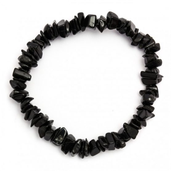 Black Tourmaline Elasticated Chip Bracelet