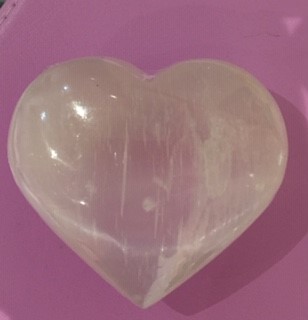 Selenite Crystal  Heart Shaped Palm Stone