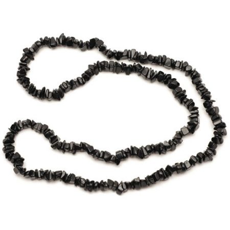 Black Tourmaline Elasticated Crystal Chip Necklace (32 inch)