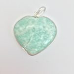 Amazonite Crystal Heart Pendant in Sterling Silver