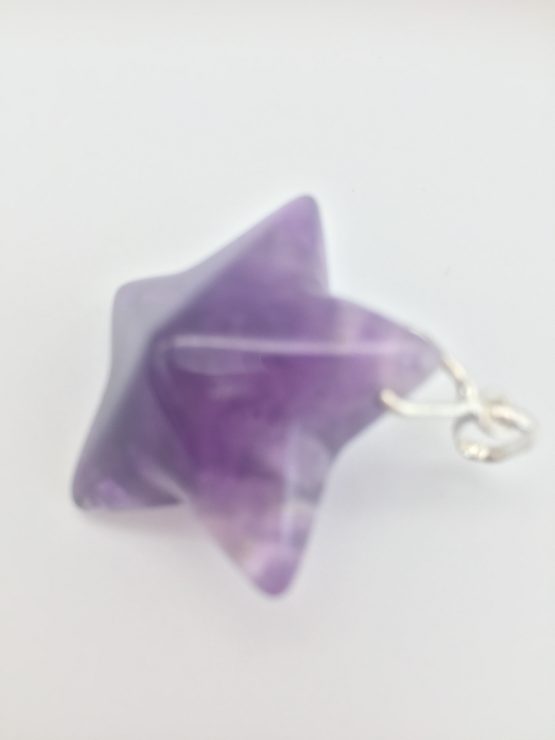 Amethyst Crystal Star Pendant With Sterling Silver Link