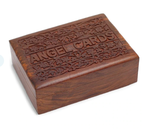 Hand-Carved Sheesham Wood Angel Card Box