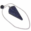 Blue Goldstone Crystal Faceted Pendulum