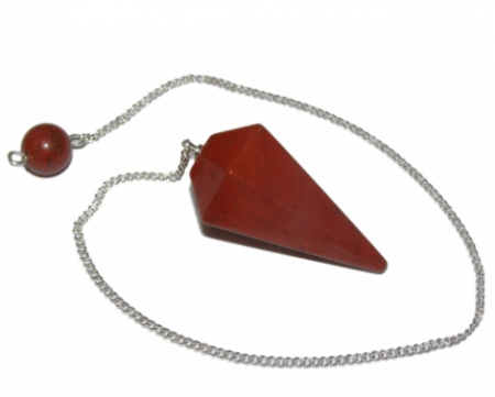 Red Jasper Crystal Faceted Pendulum