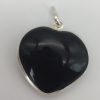 Black Obsidian Crystal Heart Pendant In Sterling Silver