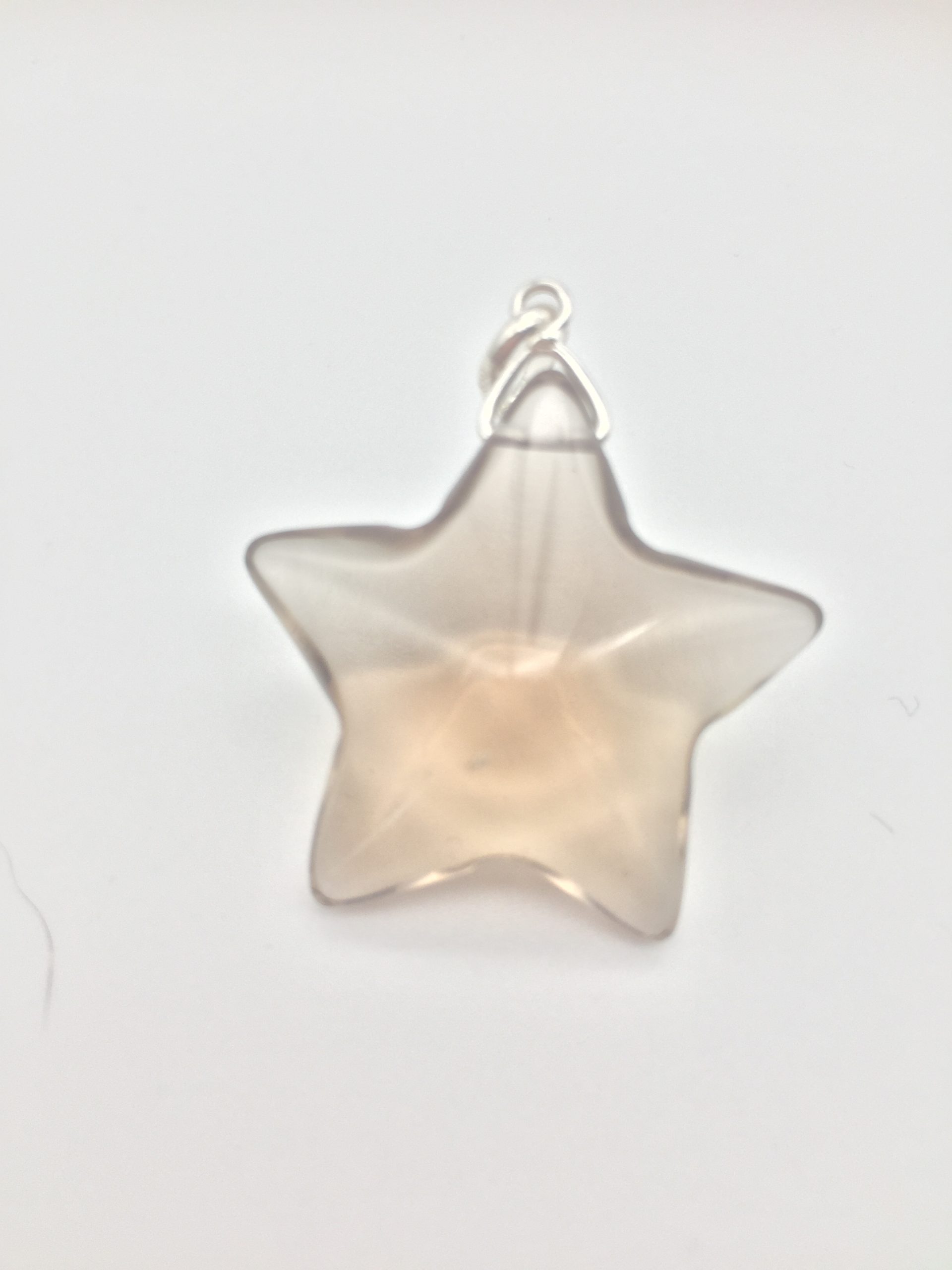 Smokey Quartz Crystal Star Pendant With Sterling Silver Link