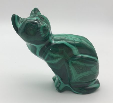 Hand Carved Malachite Cat - Betsy 84g