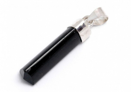 Black Tourmaline Crystal Point Pendant In Sterling Silver