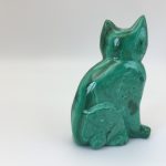 Hand Carved Malachite Cat Maria122g