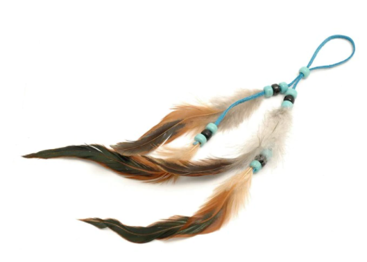 Long Turquoise Decorative Feather Adornment By Sheryl Kee - Navajo Tribe