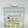 Nan And Grandad Memorial LED Glass Block 19cm