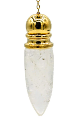 Brass Plated Clear Quartz Pendulum