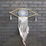 Protection Dream Catcher - Large Macrame Eye Blue- White-Pink