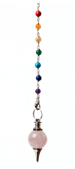 Rose Quartz Sphere Chakra Bead Pendulum Bracelet