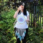 Protection Dream Catcher - Large Macrame Pyramid White-Turquoise 2