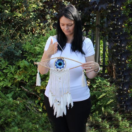 Protection Dream Catcher - Small Macrame Evil Eye (assorted colours)