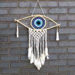 Protection Dreamcatcher - Medium Macrame Evil Eye Blue-White-Black