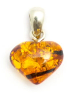 Cognac Baltic Amber Heart Pendant (Small)