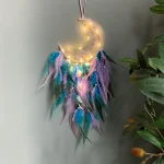 Led Moon Dream Catcher Purple and Turquoise