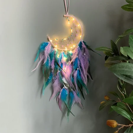 Led Moon Dream Catcher Purple & Turquoise