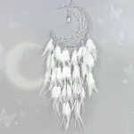 Moon Dream Catcher with Pendant Pink & White