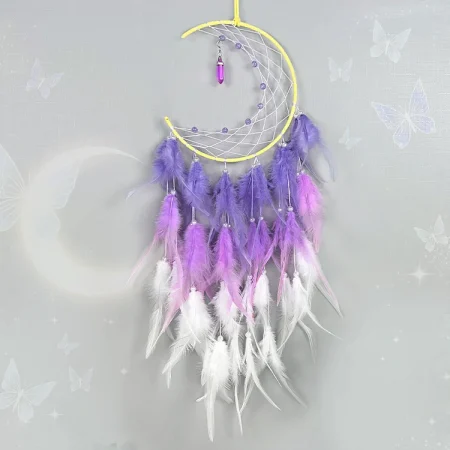 Moon Dream Catcher with Pendant Purple and White