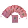 Pink Velvet Pouches with Heart Embroidery