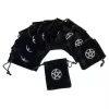 Black Velvet Pouches with Pentagram Embroidery