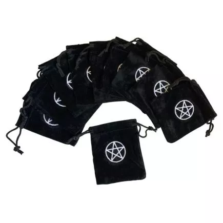Black Velvet Pouches with Pentagram Embroidery